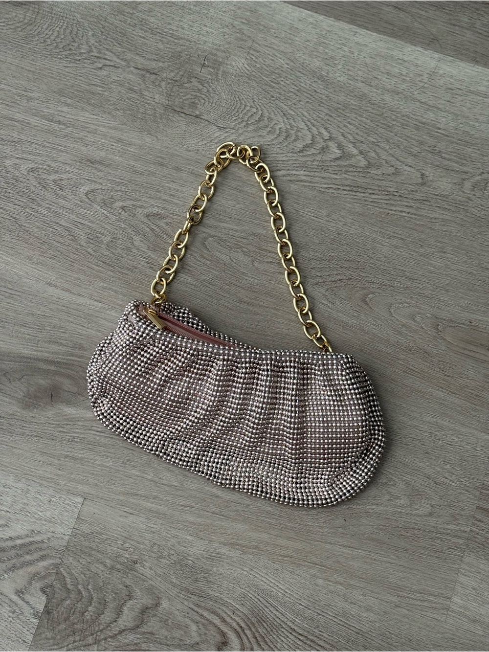 Small Gold-Chain Pinkish Beige Chain shoulder bag - Jessica McClintock